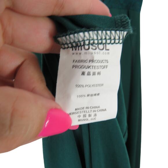 DB Miusol Emerald Green V-Neck Lace Sweetheart Sleeveless Maxi Dress Small - Picture 8 of 8